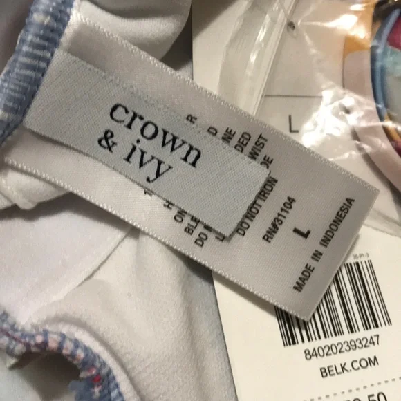 Crown & Ivy Women's Tropical Print Tankini Swim Top in Multicolor Large - Picture 8 of 9